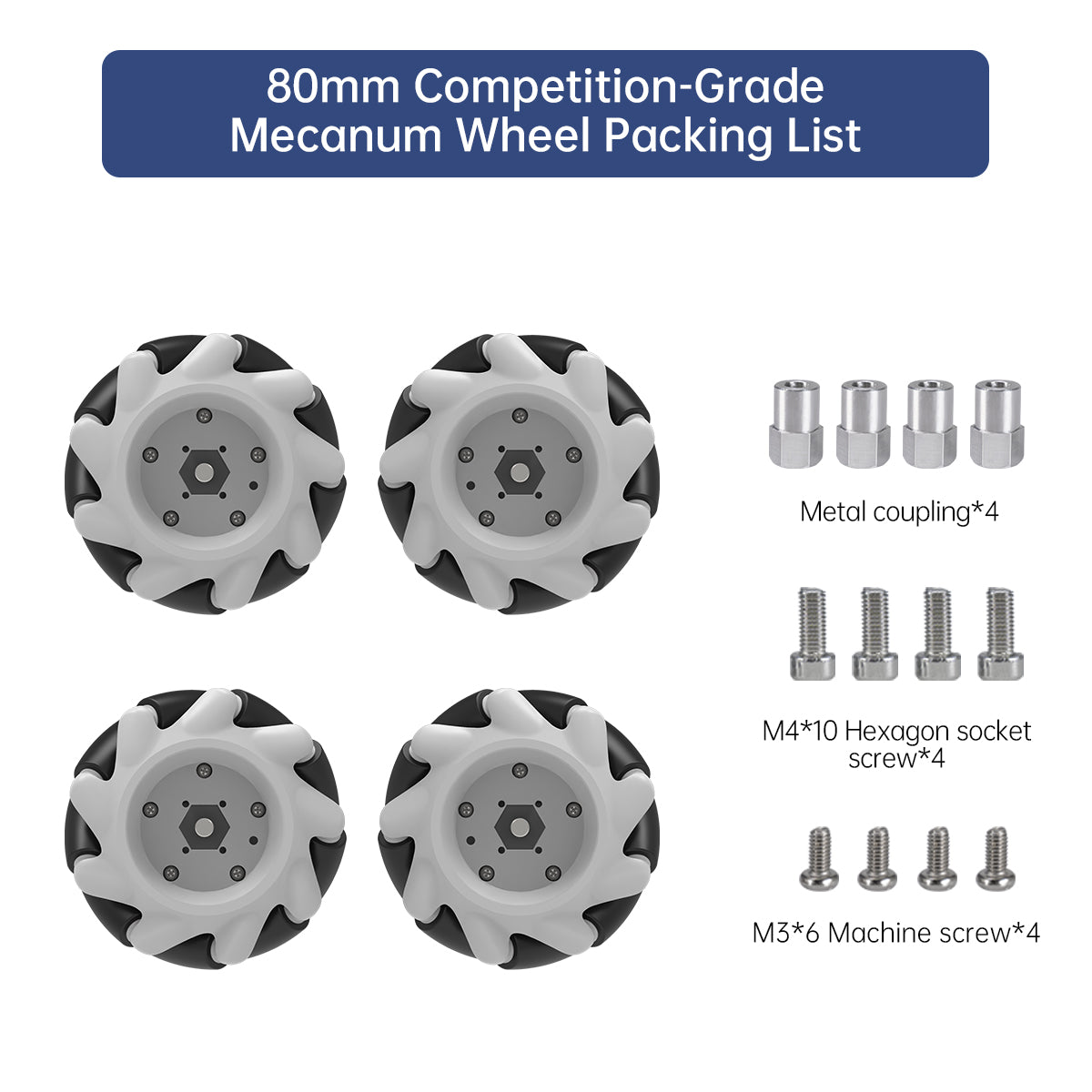 Mecanum Omnidirectional Wheel, Metal Coupling Motor, ROS Robot Universal Wheel, Smart Car Tire
